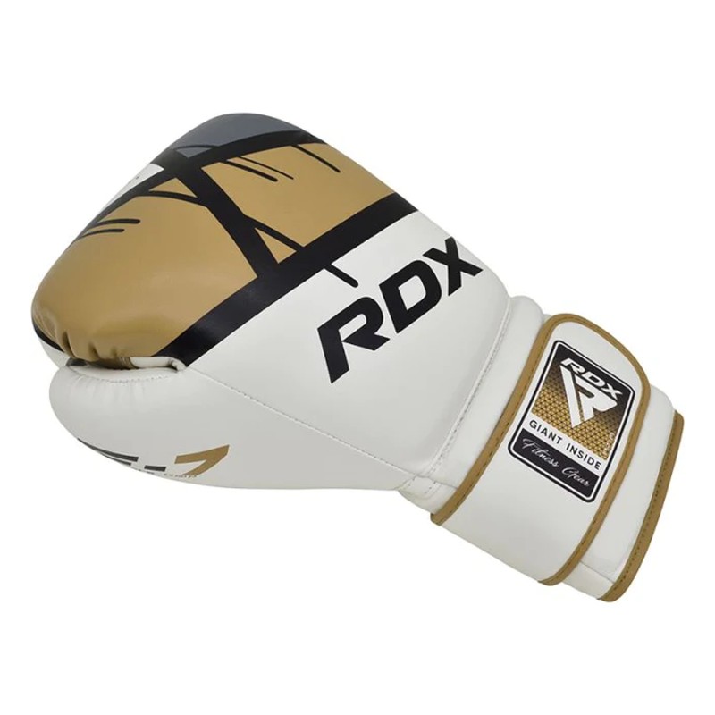 RDX Sports Ego F7 White/Gold Boxing Gloves Gloves.co.uk